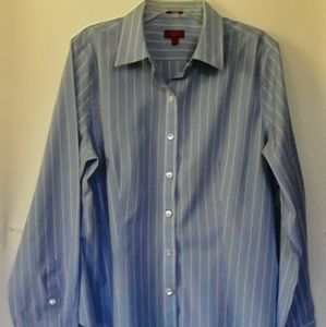 Talbots 14 Petite Blue Stripe Shirt